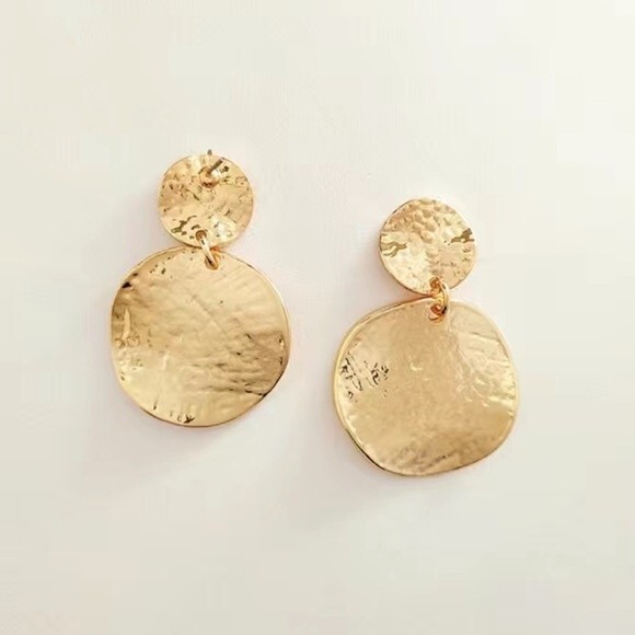 Matte Round Disc Geometric Circle Statement Earrings - Picture 1 of 4